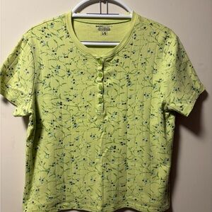 Basic Editions Neon Lime Crewneck Henley Tee